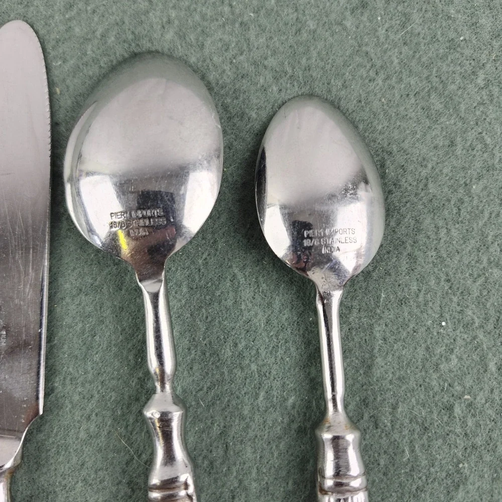 5 Piece Place Setting Pier 1 Imports PII15 Flatware Stainless 18/8 India Vintage
